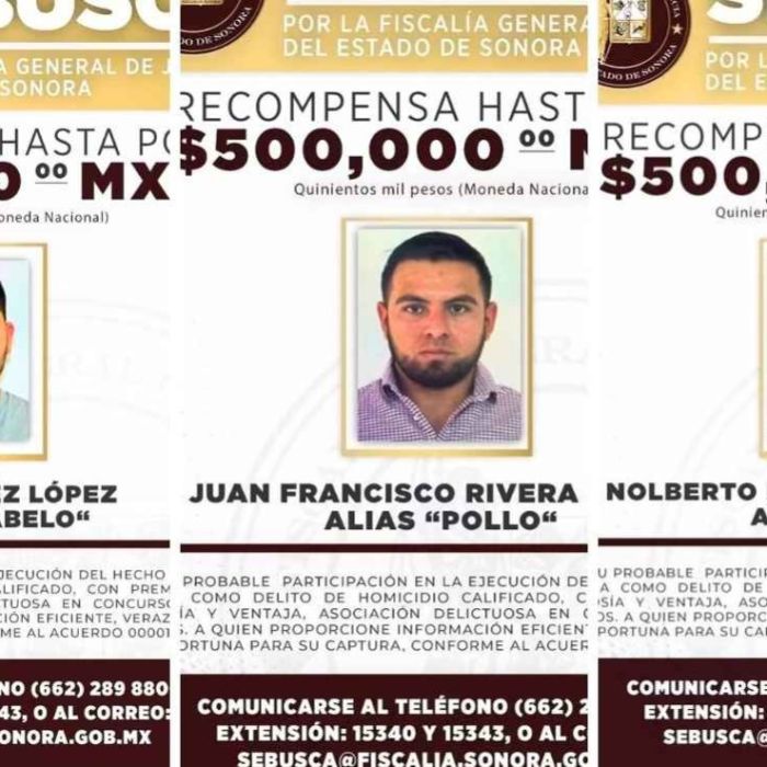 Fiscalía de Sonora ofrece hasta 500 mil pesos por cada uno de tres buscados por homicidio